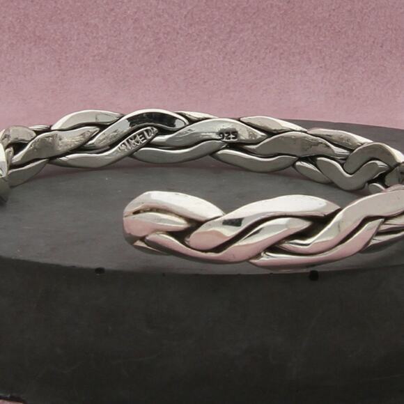mexico sterling silver vintage twisted cuff bracelet size 6.75in - Picture 3 of 3
